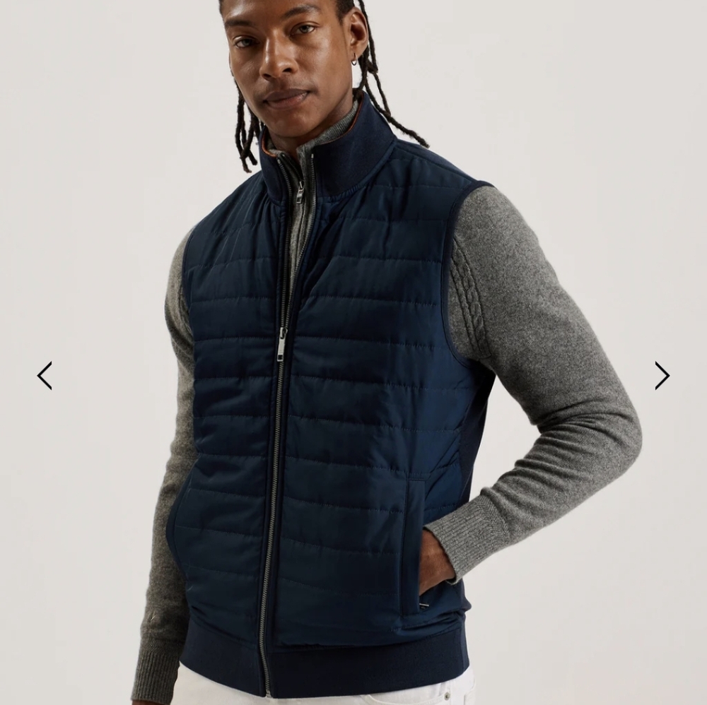Ted Baker Men's Navy Blue Quilted Vest Sz.(4) L